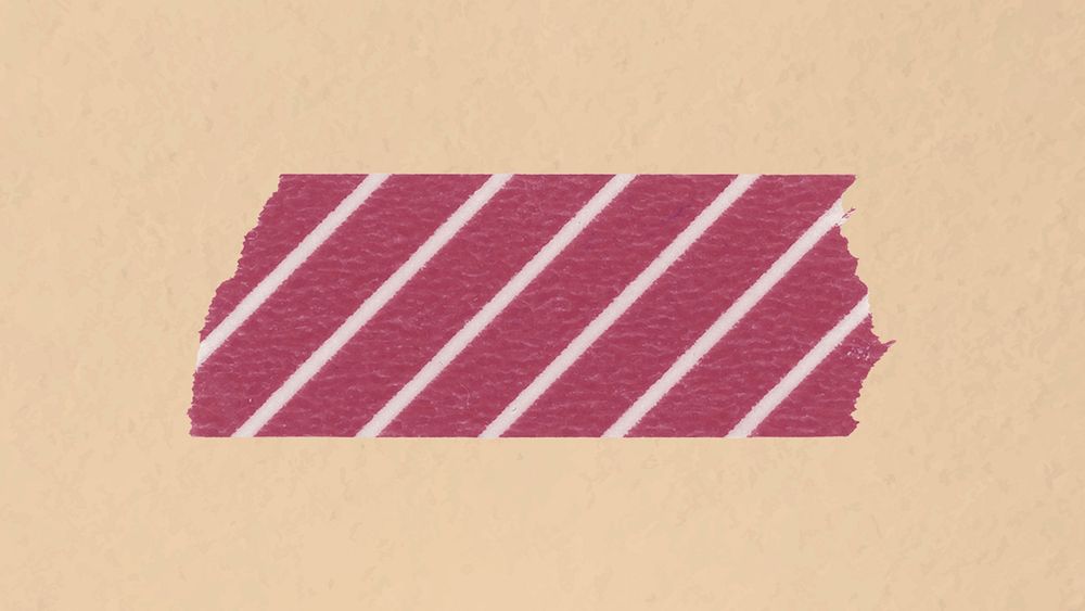 Pattern washi tape collage element, pink stripes design psd