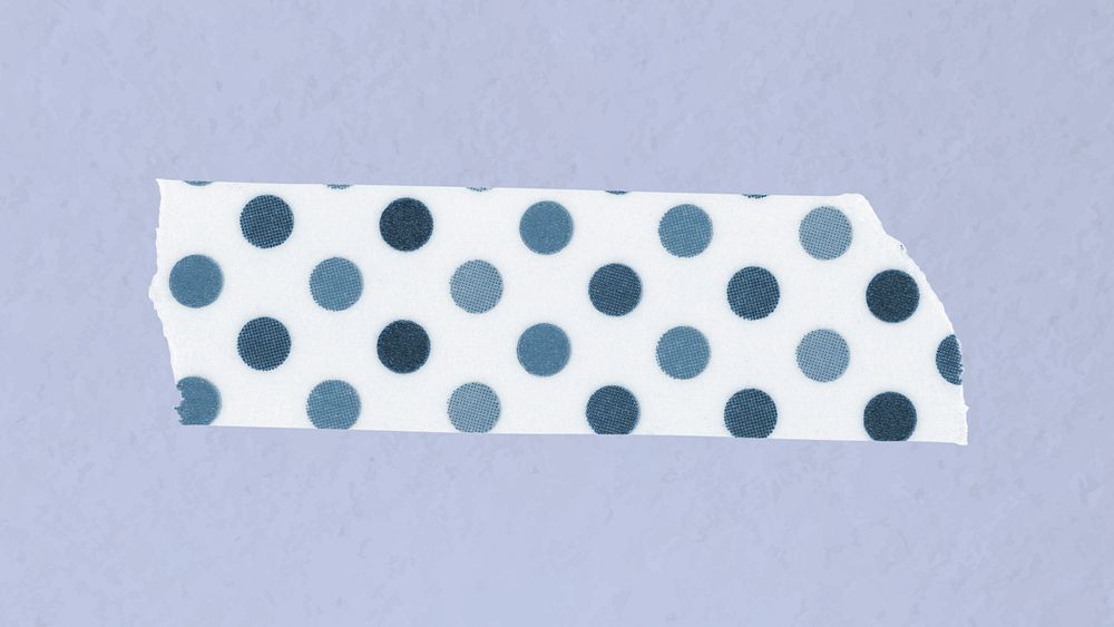 Blue washi tape clipart, polka dot patterned collage element