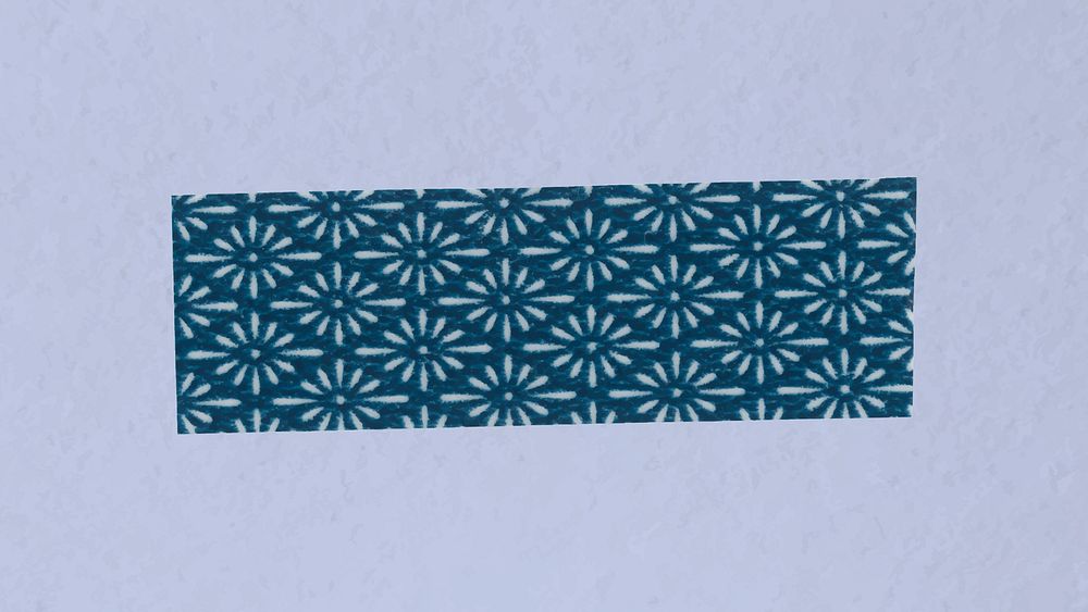 Vintage washi tape clipart, blue pattern design vector