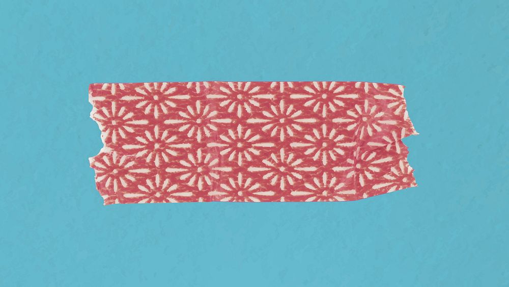 Vintage washi tape clipart, red pattern design vector