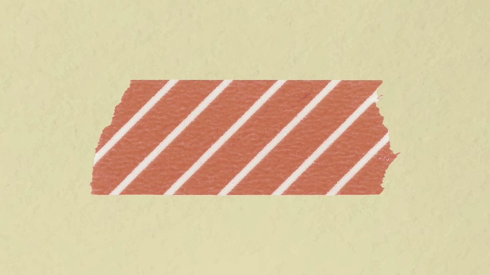 Stripe washi tape collage element, orange pattern design psd