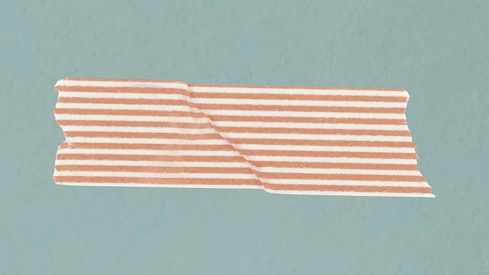 Stripe washi tape collage element, orange pattern design vector