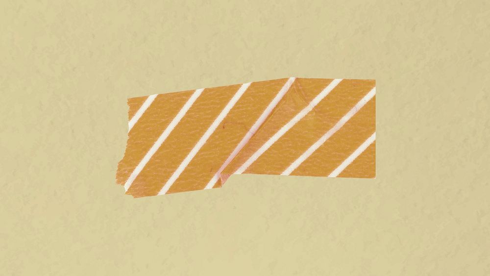 Stripe washi tape collage element, yellow pattern design vector