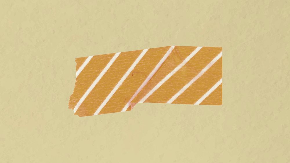 Yellow washi tape sticker, striped pattern collage element psd