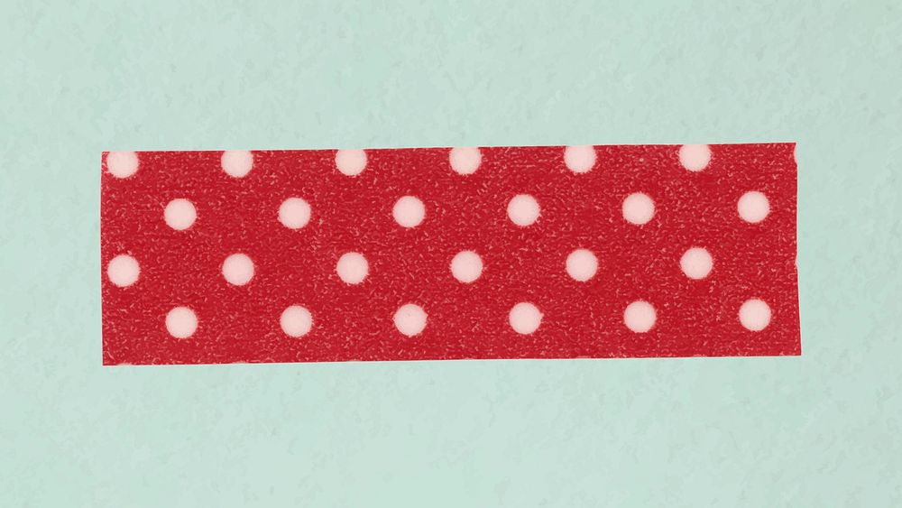 Sticky washi tape clipart, red polka dot pattern, collage element psd