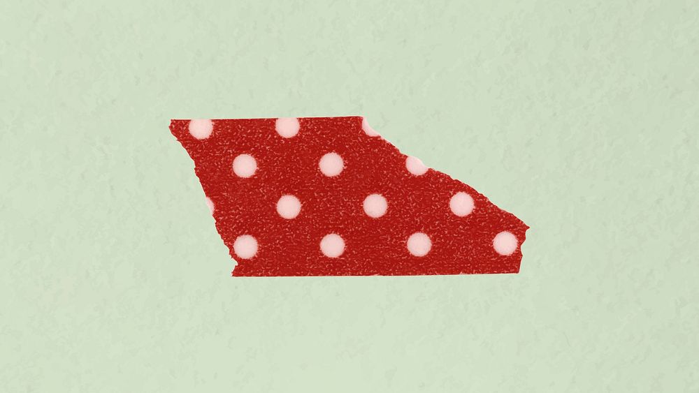 Cute washi tape clipart, red polka dot pattern design psd