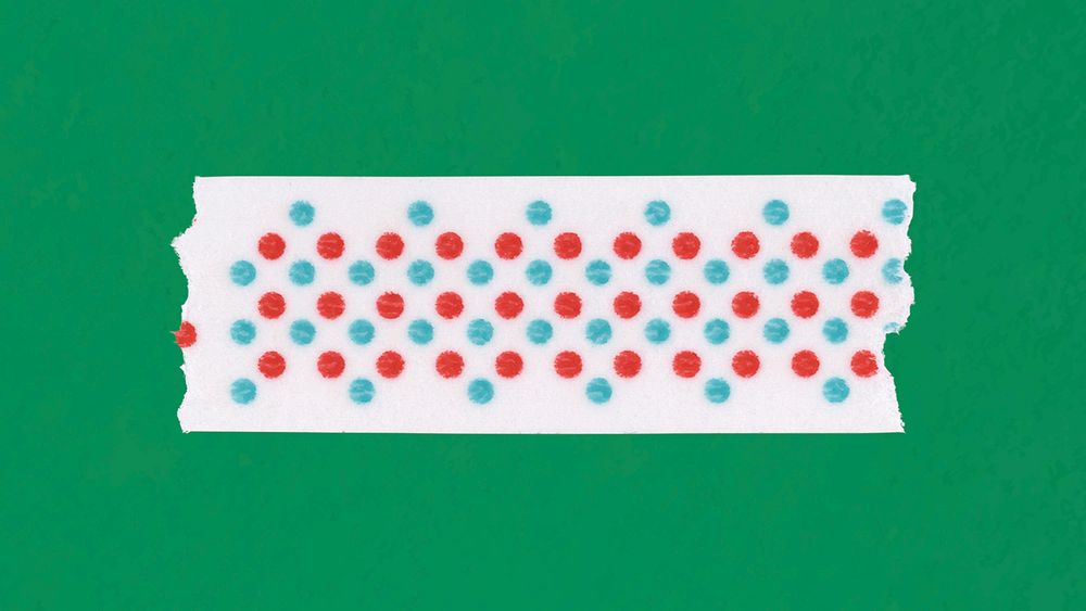 Red washi tape sticker, polka dot patterned collage element vector