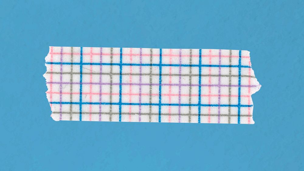 Pink washi tape clipart, grid patterned collage element vector
