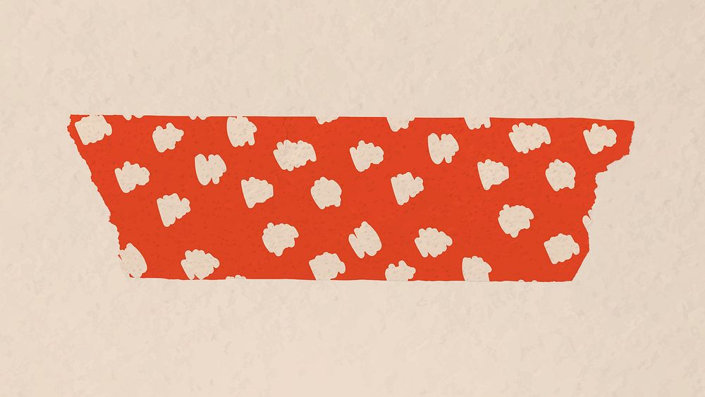 Cute pattern washi tape sticker, red digital decorative stationery psd
