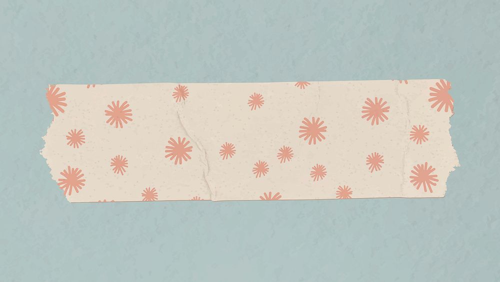 Cute pattern washi tape clipart, beige digital decorative stationery psd
