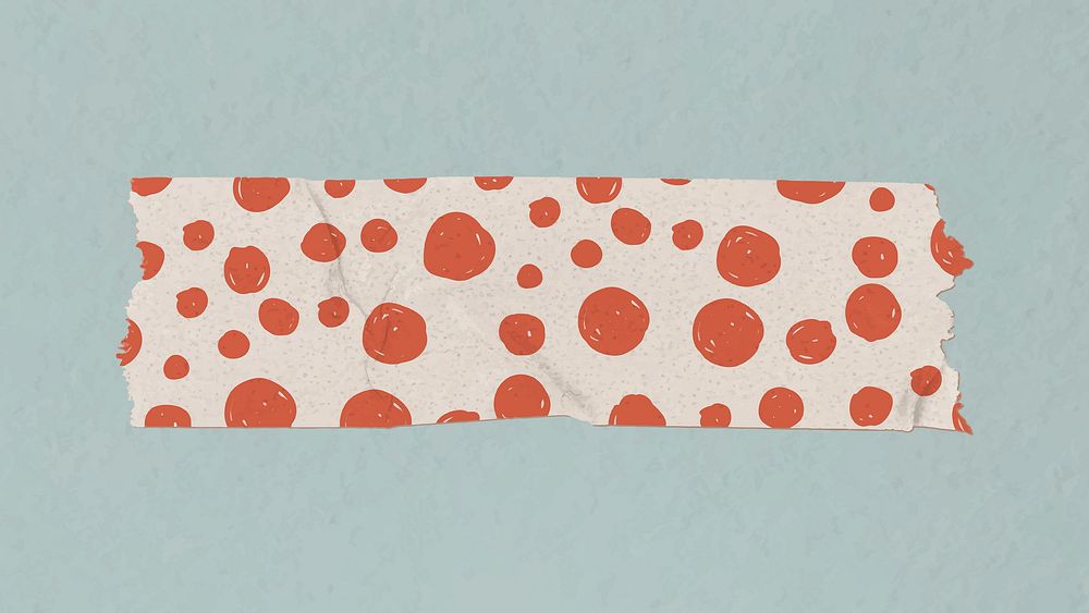 Cute washi tape clipart, brown polka dot pattern design vector