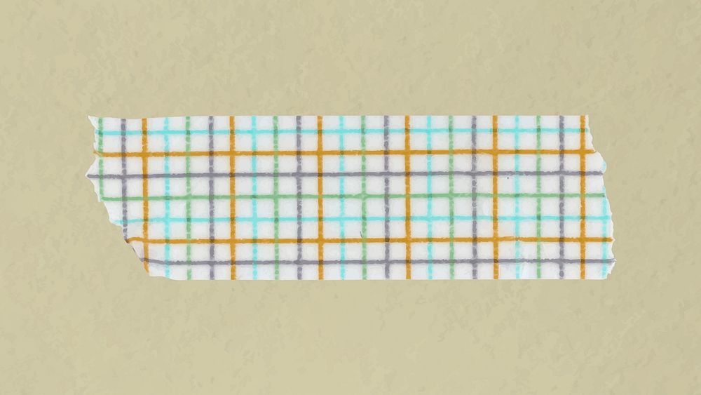 Grid washi tape clipart, blue pattern, diary sticker psd