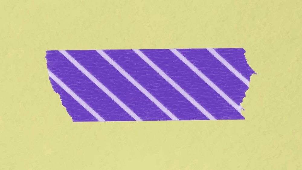 Purple washi tape sticker, striped pattern collage element psd