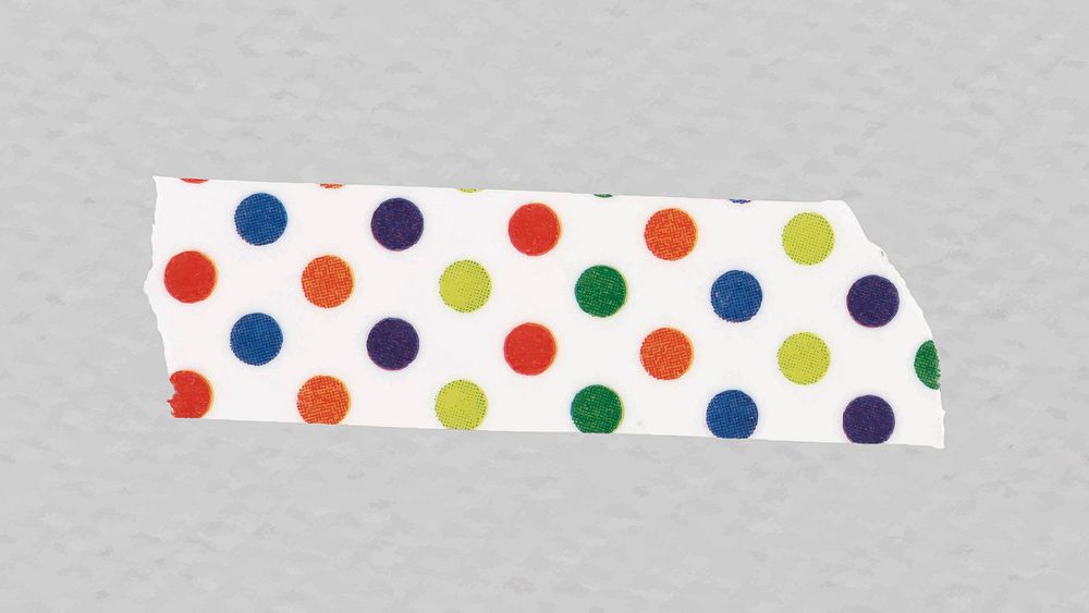 Cute washi tape clipart, colorful polka dot pattern design vector