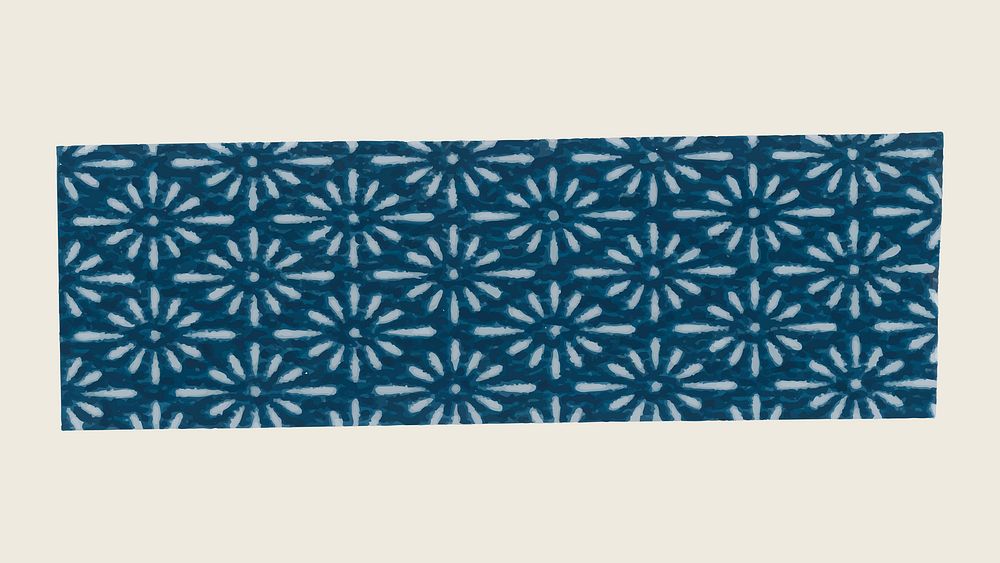 Vintage washi tape clipart, blue pattern design vector