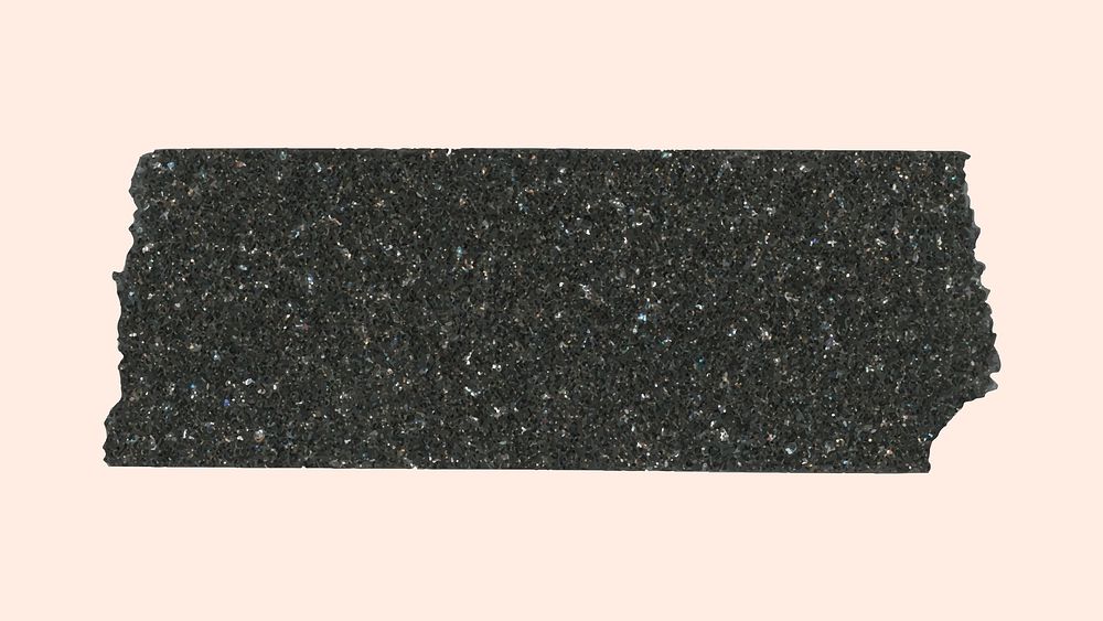 Glitter washi tape collage element, black cute design vector