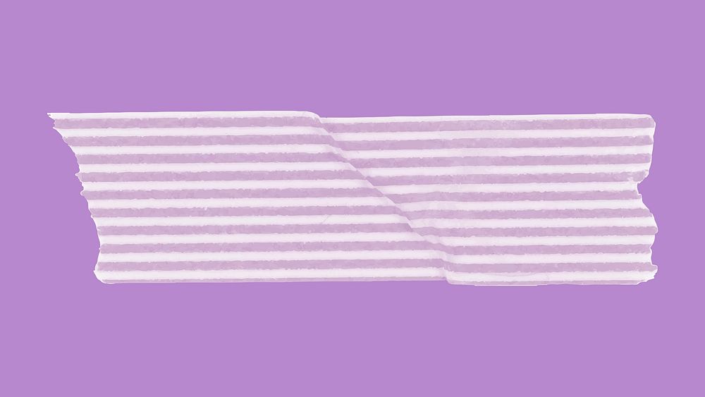Purple washi tape sticker, striped pattern collage element psd