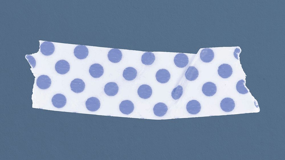 Polka dot washi tape clipart, blue pattern design psd