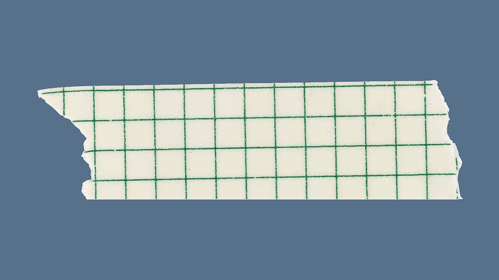 Grid washi tape clipart, green pattern, aesthetic sticker vector