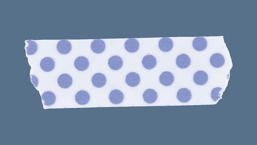 Polka dot washi tape clipart, blue pattern design vector