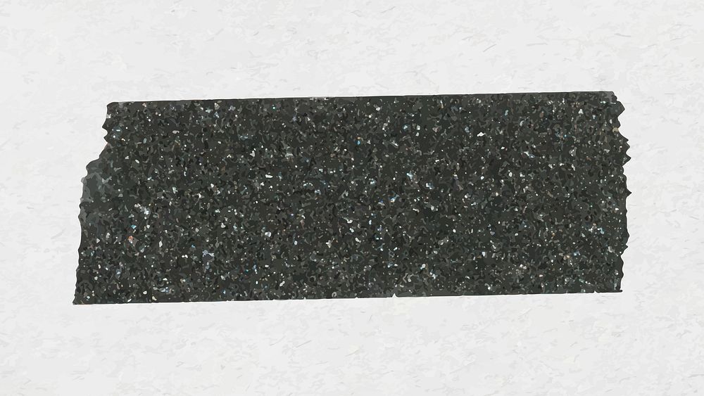 Black washi tape sticker, glittery collage element vector