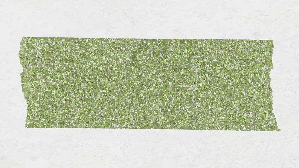 Glitter washi tape collage element, green cute design vector