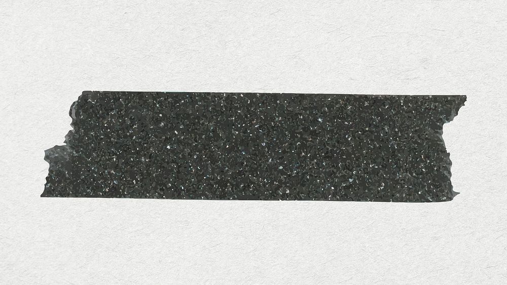 Black washi tape sticker, sparkly collage element psd