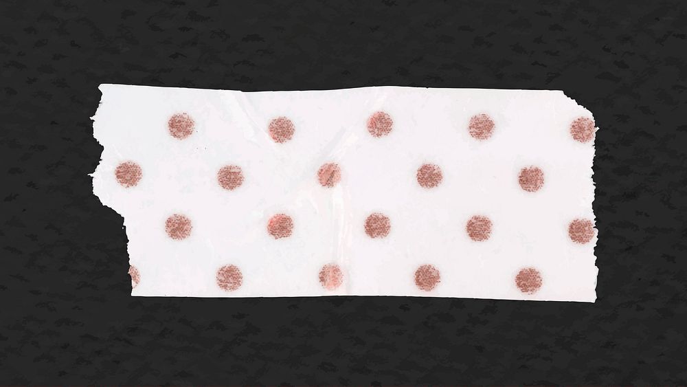 Cute washi tape clipart, white polka dot pattern design psd
