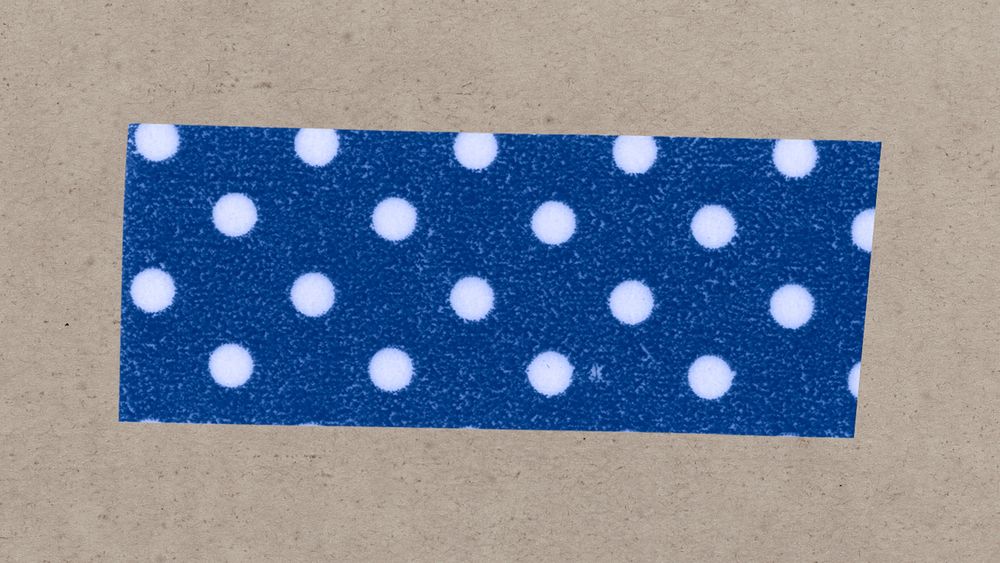 Cute washi tape collage element, blue polka dot pattern design psd