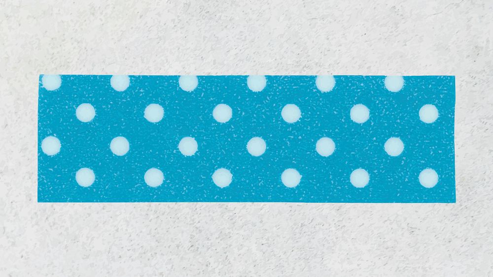 Cute washi tape collage element, blue polka dot pattern design vector