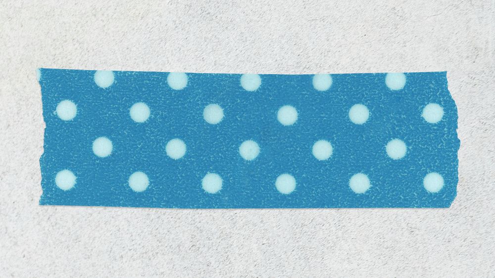 Blue dot washi tape sticker, cute patterned collage element psd