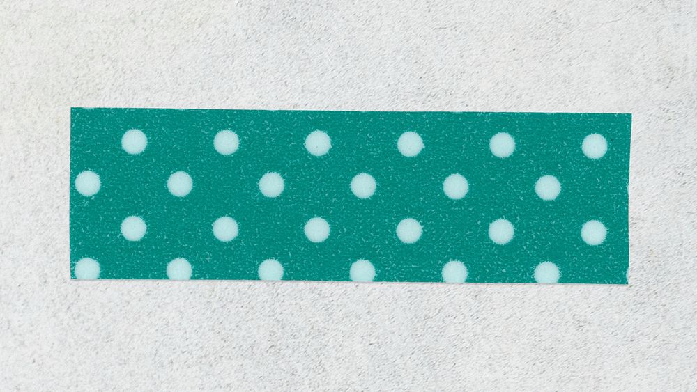 Cute washi tape clipart, green polka dot pattern design psd