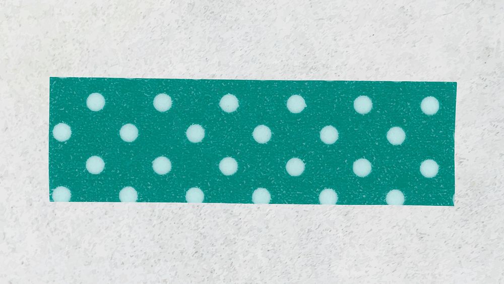 Cute washi tape clipart, green polka dot pattern design vector