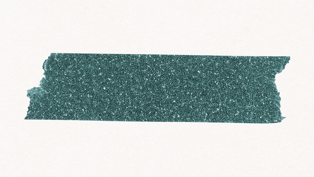 Green washi tape sticker, glittery collage element psd