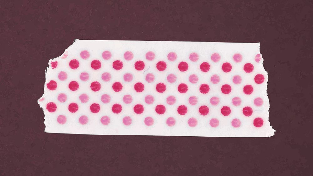 Pink washi tape sticker, polka dot patterned collage element vector