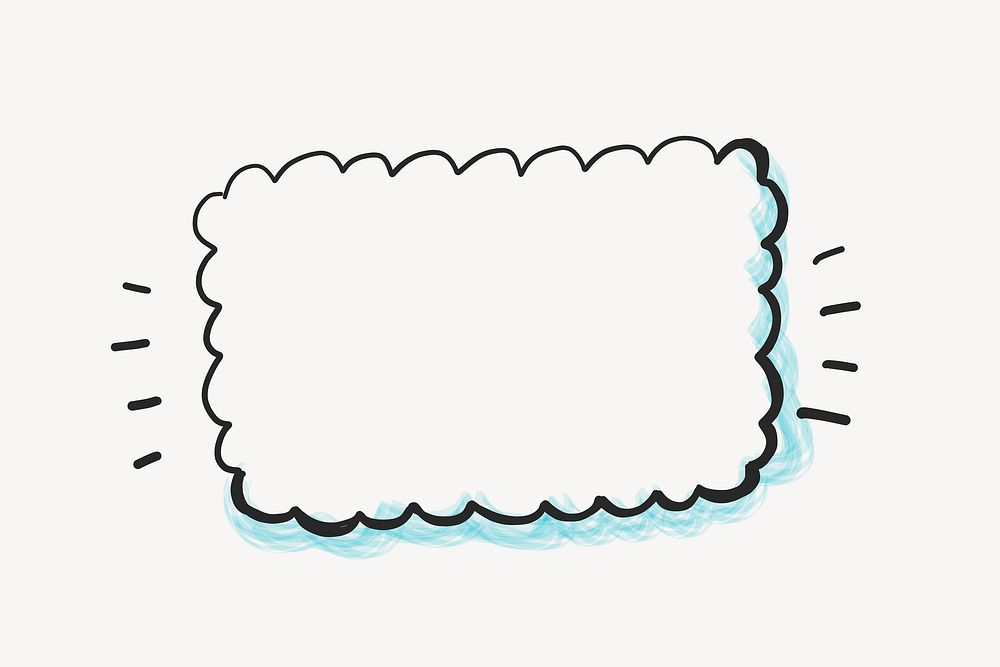 Fluffy rectangle frame, doodle clipart vector