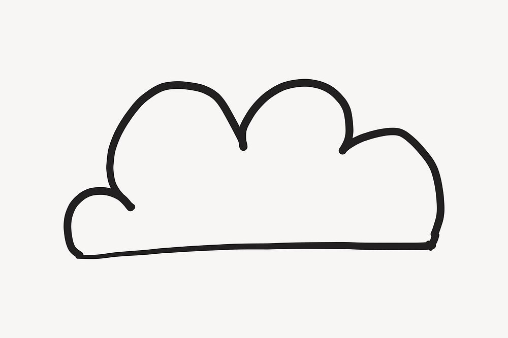 Fluffy cloud outline, doodle clipart