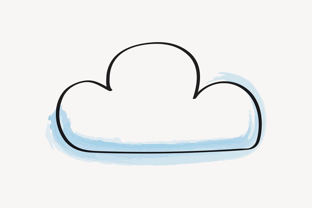 Simple cloud doodle, collage element vector