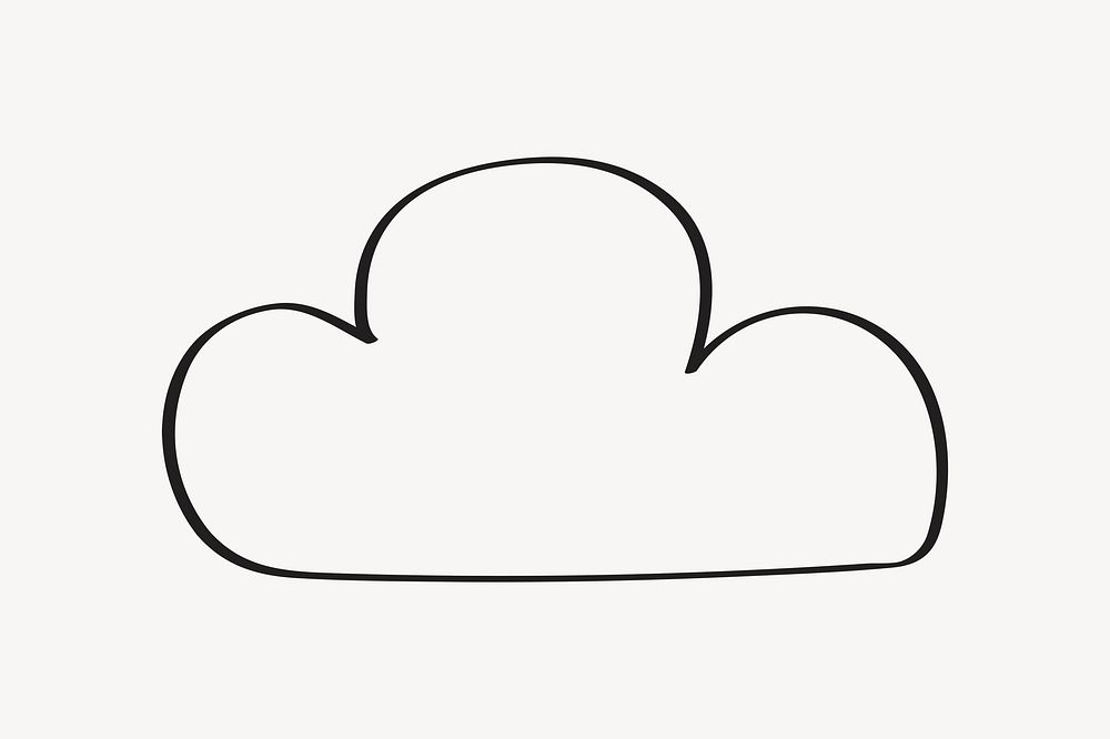 Minimal cloud icon, simple doodle illustration psd
