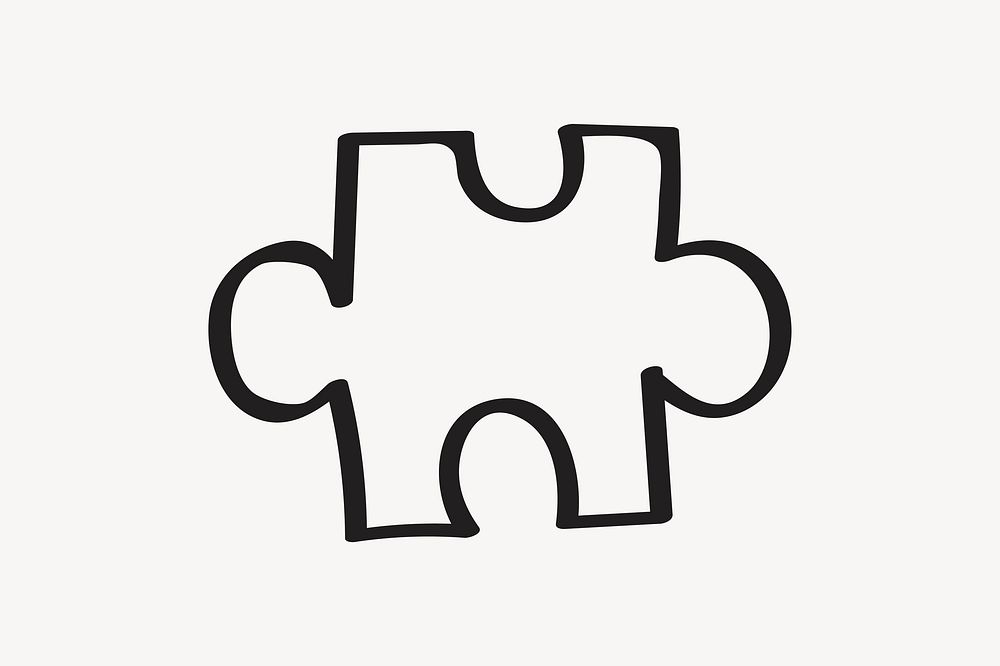 Jigsaw puzzle piece, minimal doodle clipart