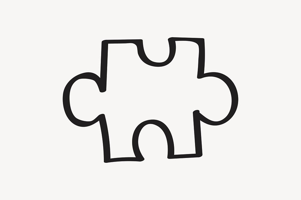 Jigsaw puzzle piece, minimal doodle clipart psd