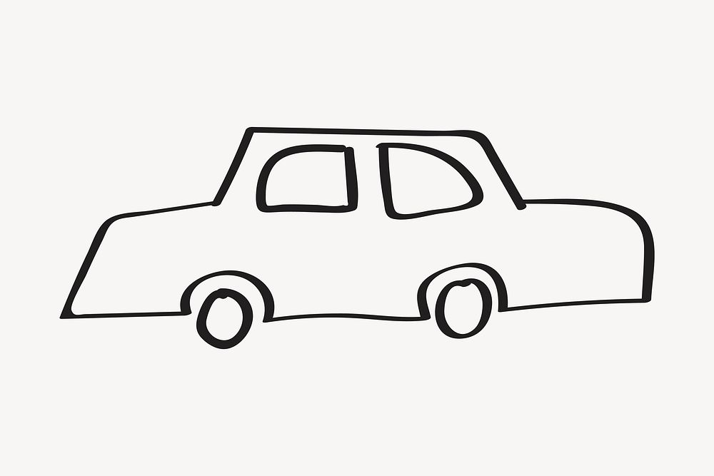 Simple car line icon, doodle clipart vector