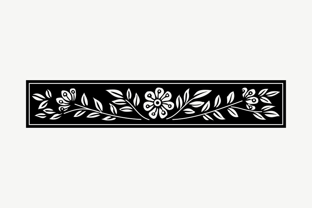 Floral ornament divider clipart, vintage illustration vector. Free public domain CC0 image.