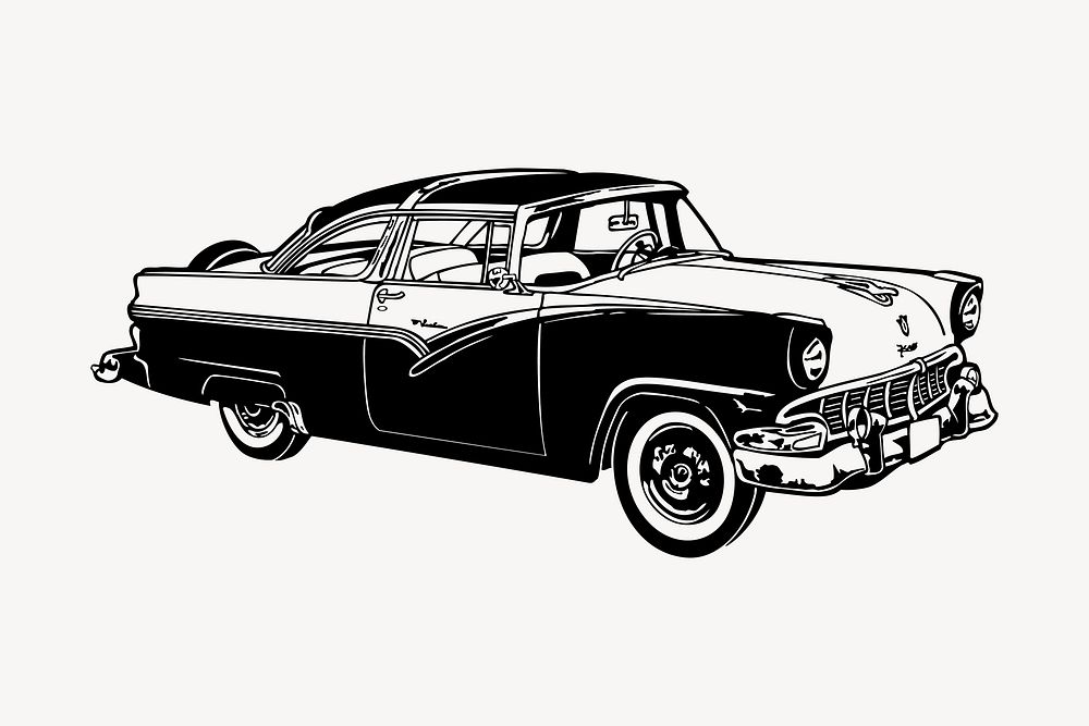 American vintage car clipart, vehicle illustration vector. Free public domain CC0 image.