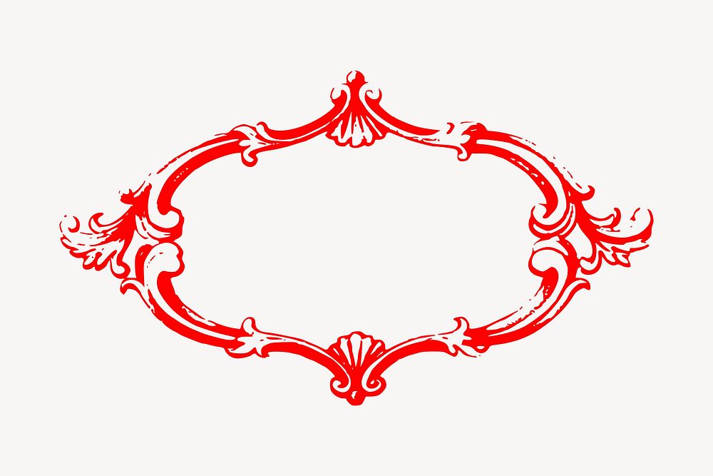 Red ornament frame clipart, vintage illustration vector. Free public domain CC0 image.