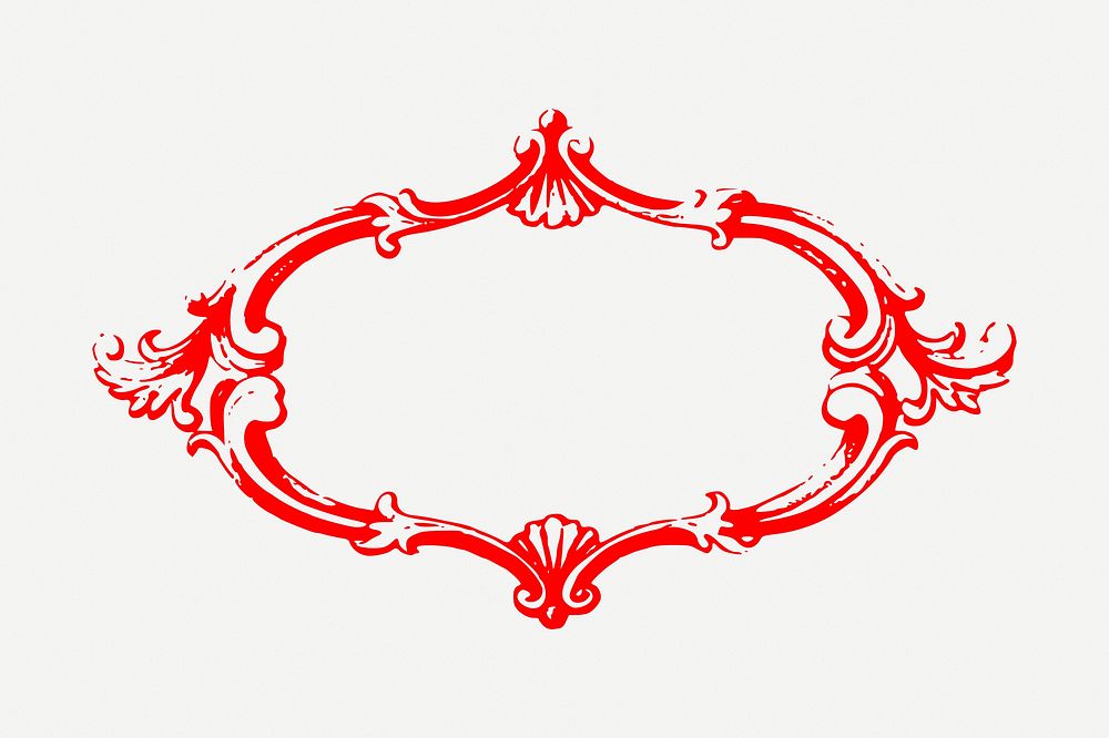 Red ornament frame, vintage illustration psd. Free public domain CC0 image.
