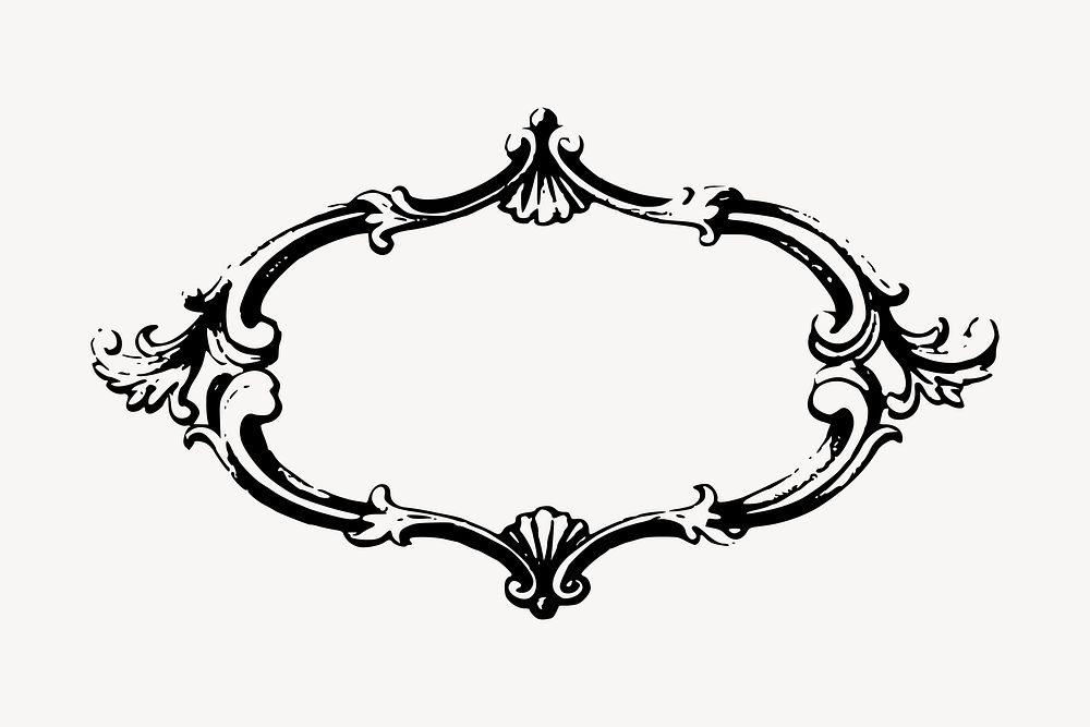 Black ornament frame clipart, vintage illustration vector. Free public domain CC0 image.