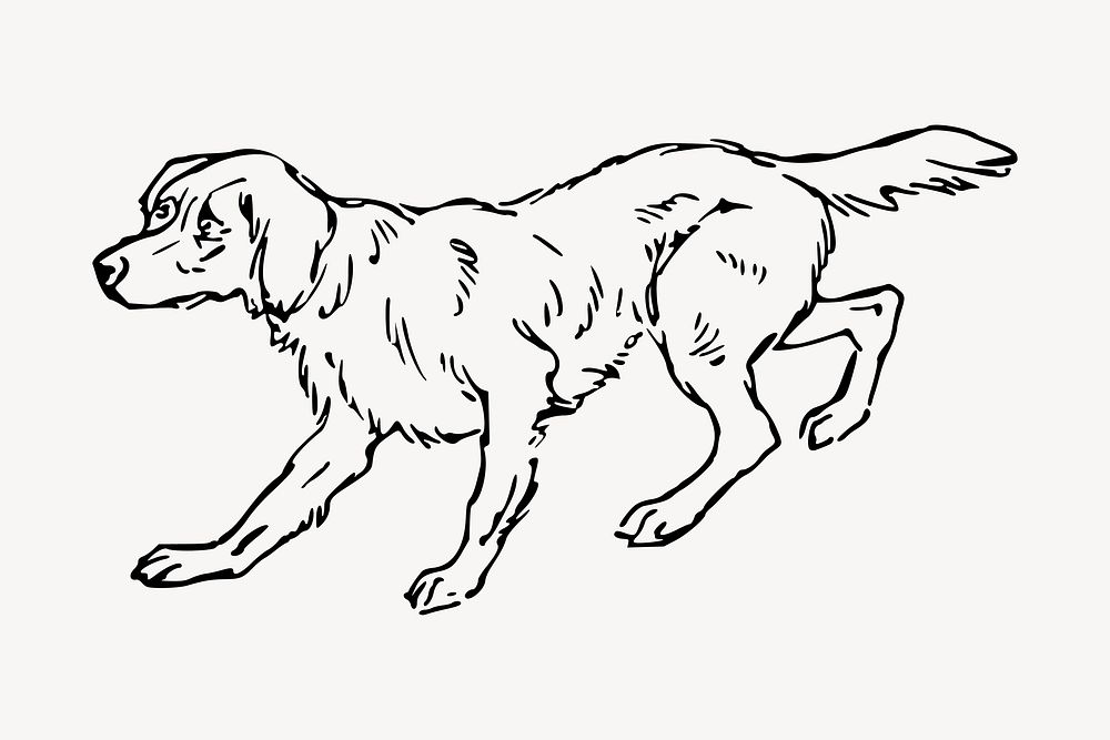 Scared dog clipart, vintage animal illustration vector. Free public domain CC0 image.
