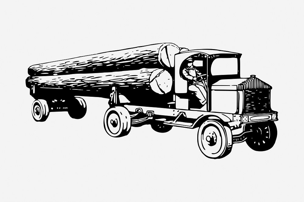 Truck drawing, vintage vehicle illustration. Free public domain CC0 image.