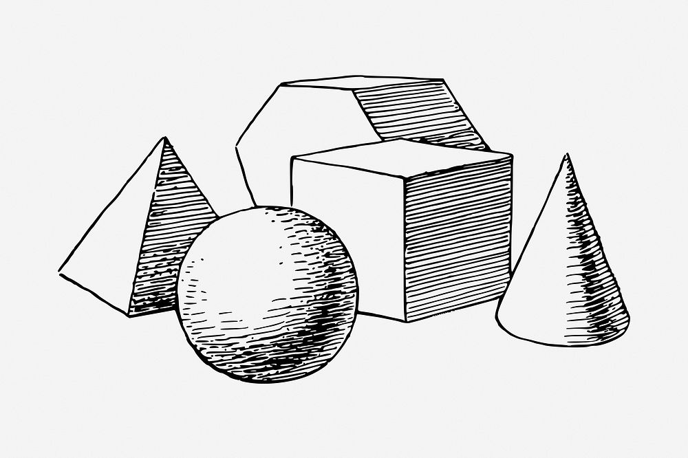 Geometric shapes drawing, vintage illustration. Free public domain CC0 image.
